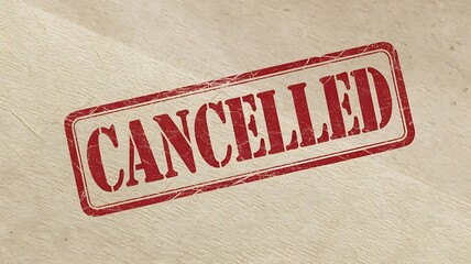 Red 'Cancelled' Stamp on Paper Background – Clear and Bold Mark of Termination