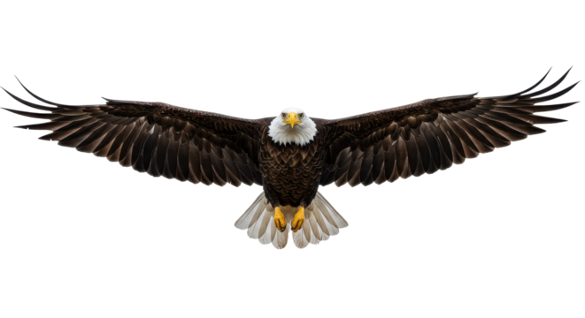 Isolated Bald Eagle in Flight