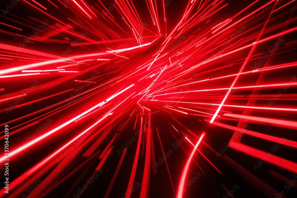 Aufkleber abstract red light streaks moving at high speed in a futuristic digital motion effect.