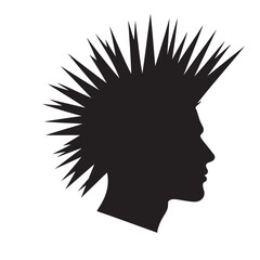 Edgy Punk Hairstyle Silhouette Vector Illustration for Creative Fashion Projects