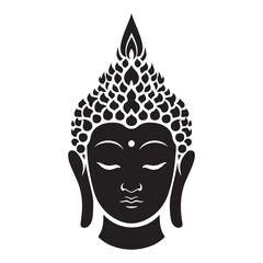 Serene Buddha Head Silhouette Vector Illustration for Spiritual Art