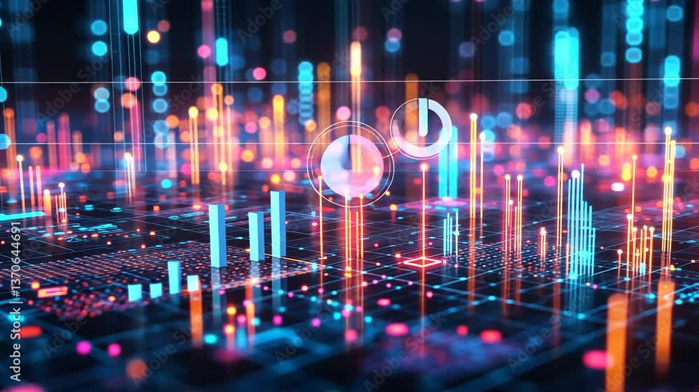 Poster vibrant digital background showcasing abstract data visualizations generative ai