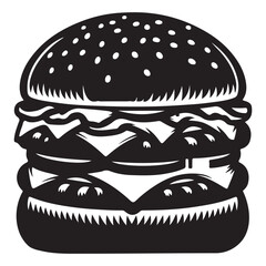 Delicious Burger Silhouette Vector Illustration Design Fast Food Graphic