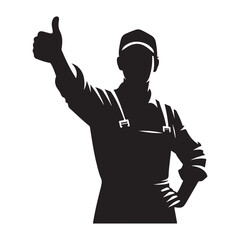 Tradesman Thumbs Up Silhouette Vector Art Image Illustration
