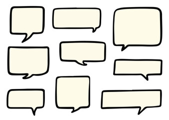 Empty Comic Speech Bubbles Set – Black Border Retro Dialog Boxes - Minimal Simple Blank Bubble Graphics
