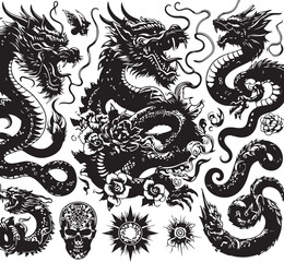 Vintage Tattoo Style Vector Bundle | Traditional Flash Art SVG Pack