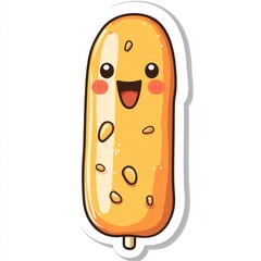 Cute Yellow Cartoon Corn Dog Sticker