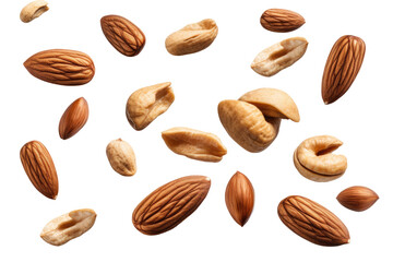 Isolated Flying Nuts on transparent background