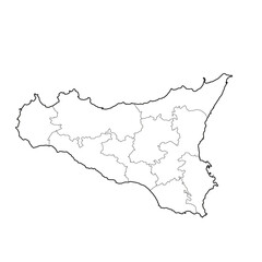 Sicily map with regions