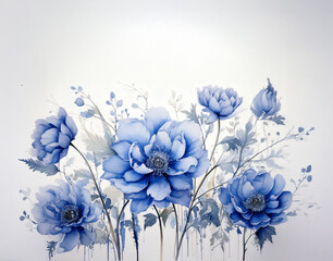 심플하고 모던한 블루 플라워