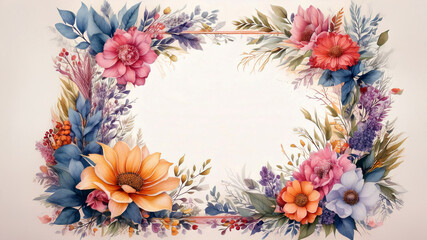 초대장 및 카드 디자인을 위한 모던한 감각의 플로럴 코너 프레임