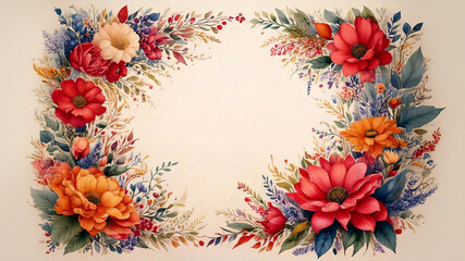 화사하고 부드러운 수채화 꽃 장식 프레임