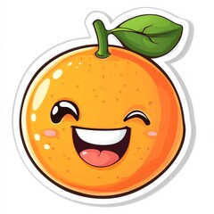 Obraz premium Smiling Cartoon Orange Fruit Sticker