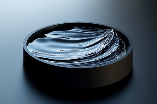 A button resembling a smooth, flowing river, with subtle waves and a reflective surface, representing tranquility and continuous movement