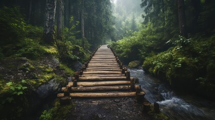Wooden Path Forest Landscape
