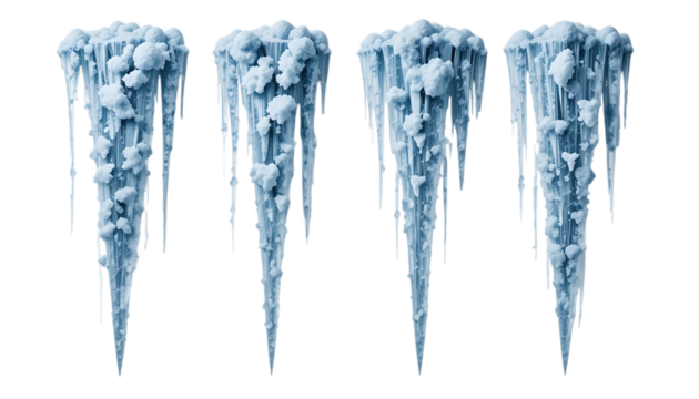 Hanging icicles with detailed frozen texture winter weather elements