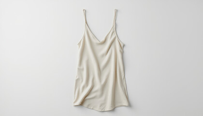 A softly draped camisole, presented against a pristine backdrop, invites your brand's vision. The fine straps and delicate neckline suggest comfort and sophistication