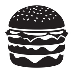Delicious Double Patty Burger with Sesame Seeds Vector Illustration