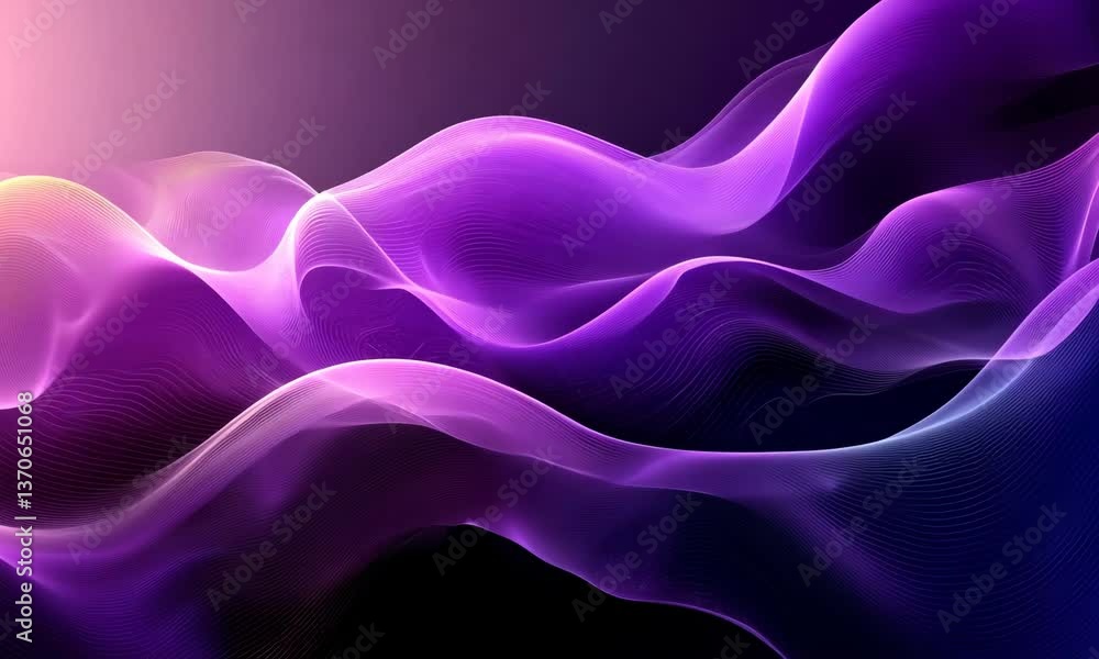 Poster abstract flowing purple waves background - dynamic modern design visualization