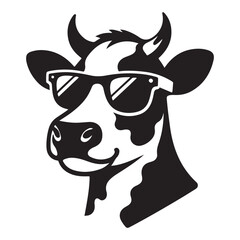 Cool Cow With Sunglasses Illustration Vector Cartoon Graphics