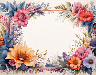 부드럽고 따뜻한 느낌 꽃과 잎 장식 프레임