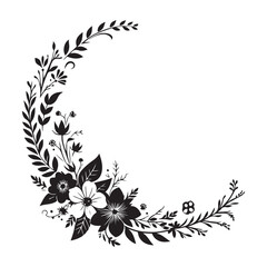 Beautiful Floral Half Wreath Vector Illustration for Decorative Design