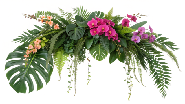 real tropical vibes plant bush floral arrangement. png background 