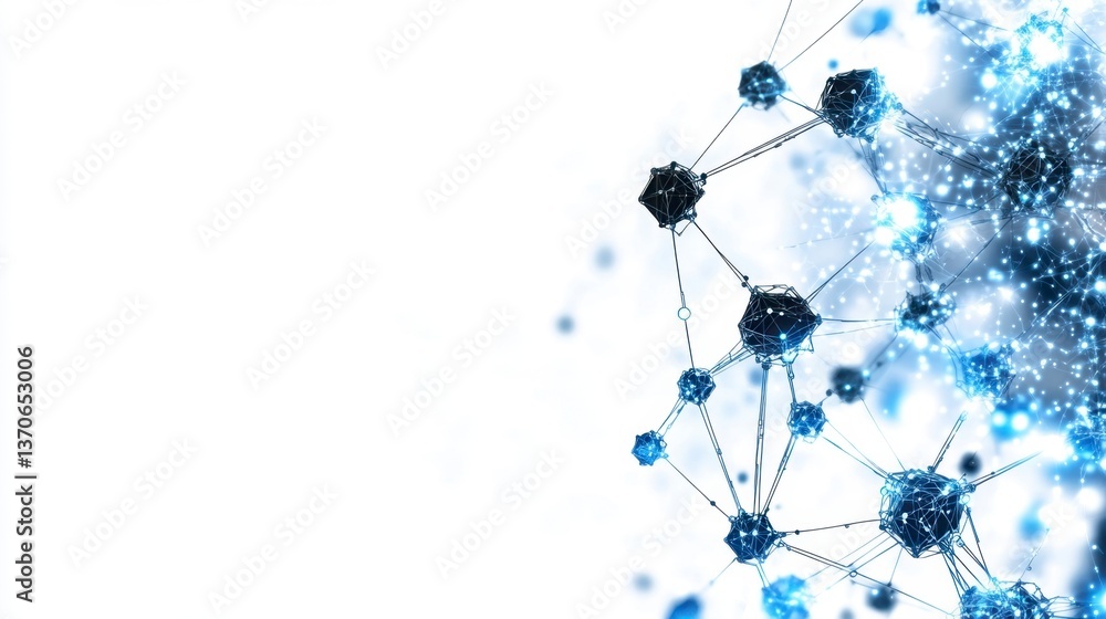 Aufkleber abstract background with a network of interconnected nodes, glowing blue and white, on a white backg