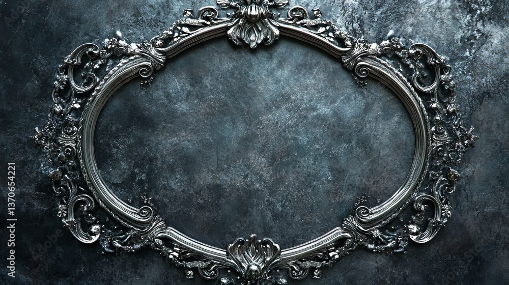 Poster medieval ui game frame metal border for button. fancy vintage ornament for rpg app in royal style. i