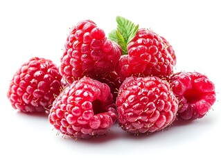 Fresh Raspberries on White Background a Healthy Fruit Still Life