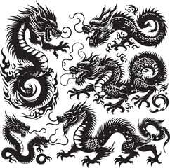Tattoo Style Vector Bundle | Vintage Skull, Roses, Dragons, and Wild Animals Illustrations