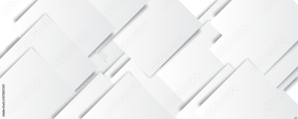 Poster abstract white background. square geometric pattern modern and minimal concept white and gray color 