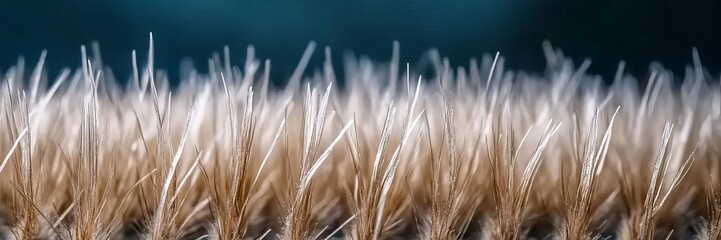 Obraz premium Close-up of wheat spikes against blue sky, symbolizing harvest time and Thanksgiving, agriculture season and autumn abundance