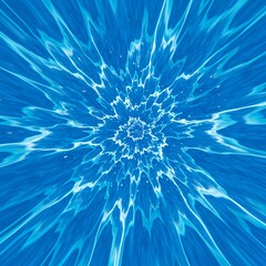 Obraz premium Abstract image of icy blue energy radiating outwards from a central white light - a background material expressing extreme winter, an ice world, or a cooling effect
