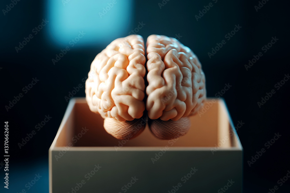 Poster brainstorming ideas inside a box creative concept development in an innovative environment with a fo