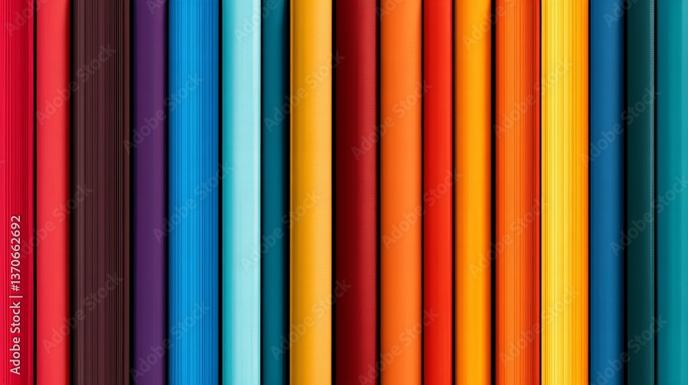 Poster colorful cylindrical forms are arranged vertically, creating a vibrant and textured background of va