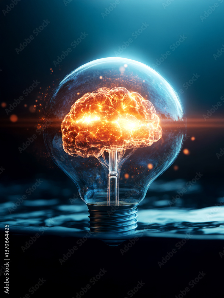 Poster brainstorming ideas in a light bulb box a creative concept for innovative thinking in a dynamic envi