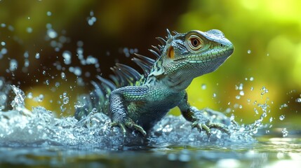 Obraz premium Blue Lizard In Water