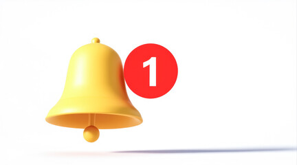 3d yellow bell with red notification