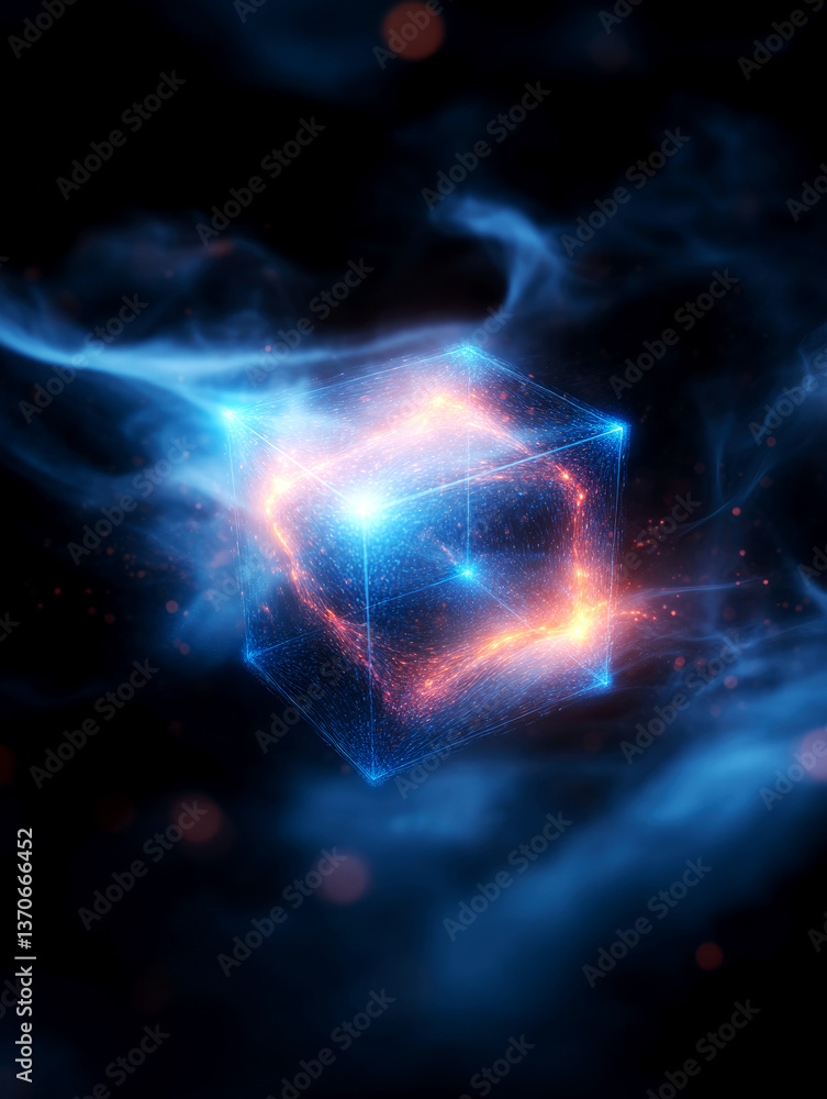 Aufkleber exploring creative ideas inside a brainstorming box in a cosmic environment abstract visualization f