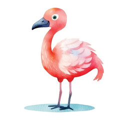 flamingo cute watercolors illustration on white background