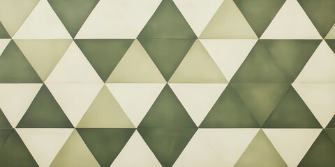 Geometric pattern wallpaper with green and beige triangles for modern graphic design