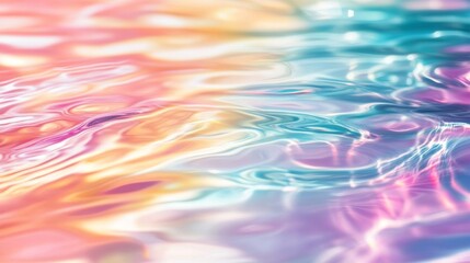 Soft Waves of Water Catching and Dispersing Vibrant Prism Colors Creating a Tranquil Minimalistic Background
