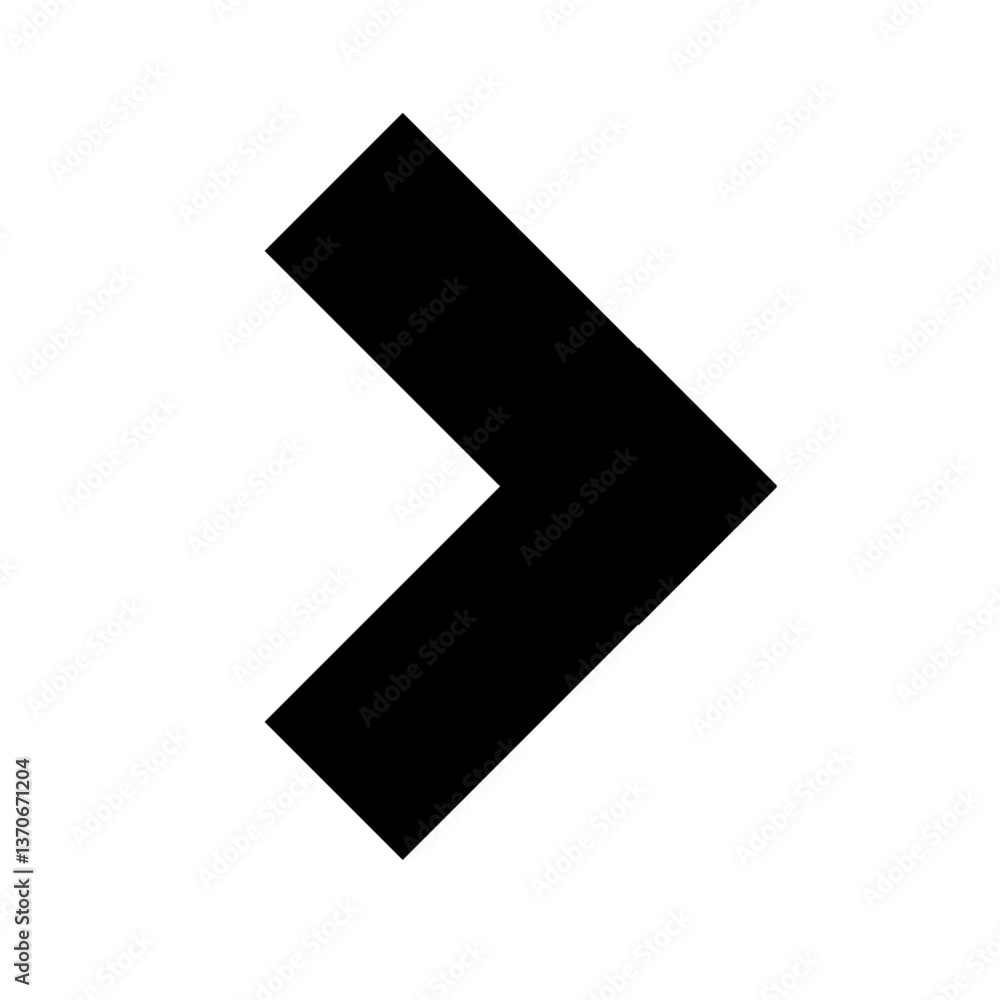 Fototapete single vector arrow for web design, minimalistic black right arrow on white background, simple graph