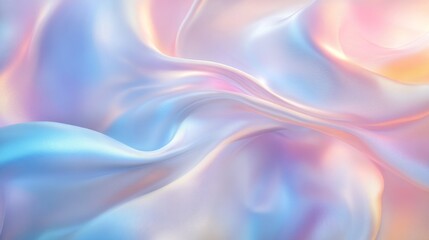 Obraz premium Luxurious Flowing Silk with Delicate Shifting Prism Light Waves in Pastel Tones