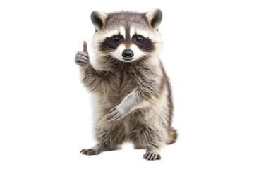 Raccoon Giving a Thumbs-Up Gesture on Transparent Background