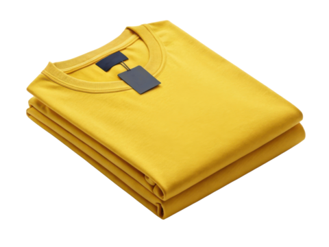 Folded shirt template showcasing vibrant yellow color perfect for casual wear and fashion styling
