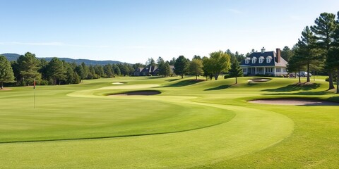 Tranquil Golf Setting,  Blank Right Side for Text