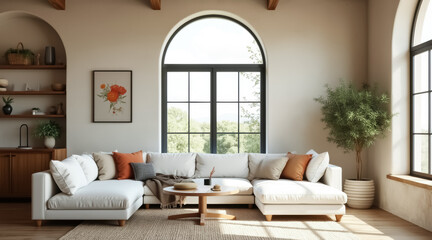 sunlit contemporary sectional sofa in a modern living room