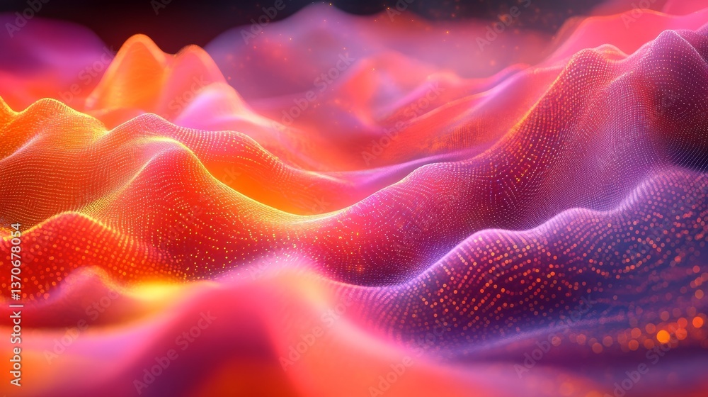 Poster a 3d abstract background with particles and light trails in motion, creating a sense of digital spac